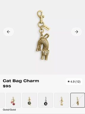 NWOT Coach Cat Charm Keychain